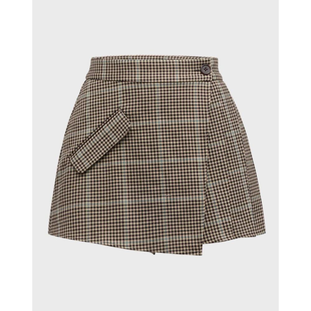 Rails Adriana Micro Check Plaid Mini Wrap Skirt, Size 10
